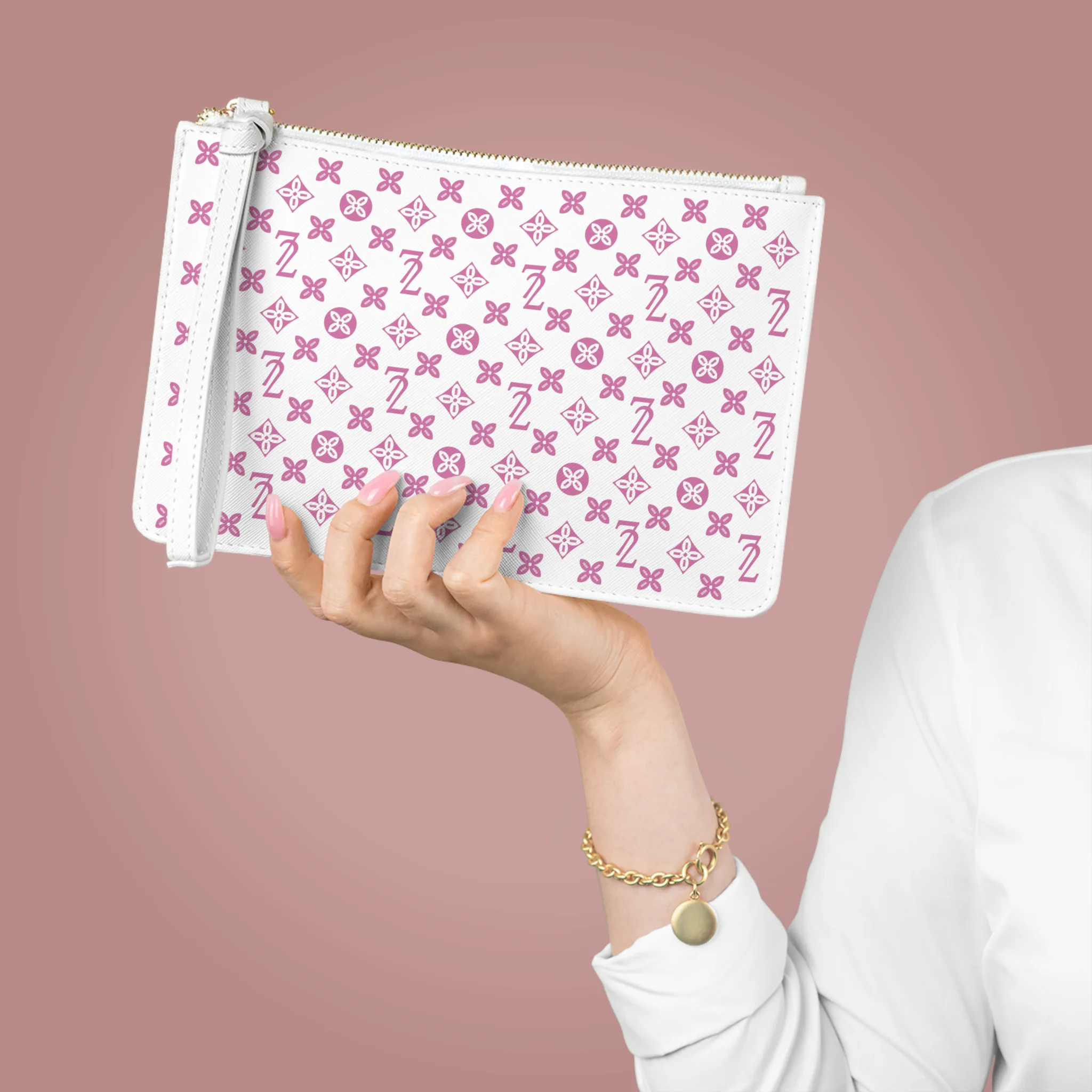 72 Clutch Bag ~ White & Pink - Image 2