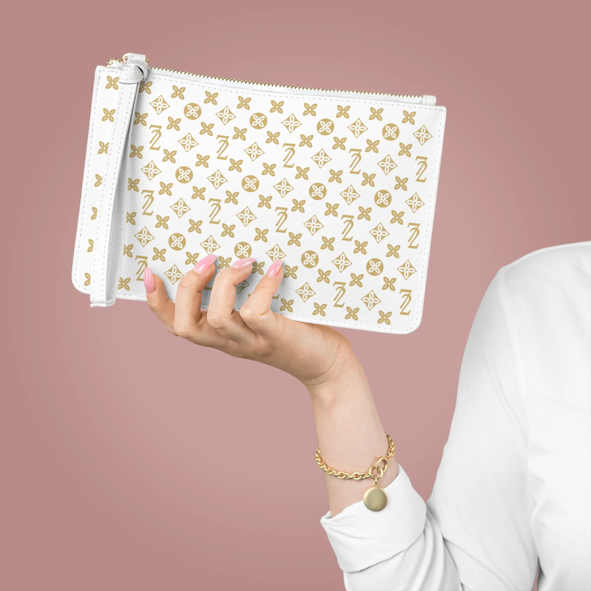 72 Clutch Bag ~ White & Gold - Image 2